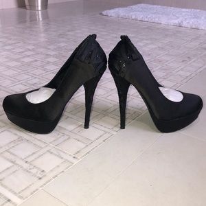 Black Satin Pumps